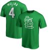 Stunning St. Louis Cardinals #4 Yadier Molina Majestic St. Patrick's Day Stack Player Name & Number T Shirt Kelly Green