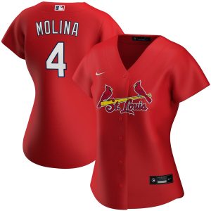 Stunning St. Louis Cardinals #4 Yadier Molina Nike Women's Alternate 2020 MLB Player Jersey Red For a short time available Grab yours quickly to own a team jersey