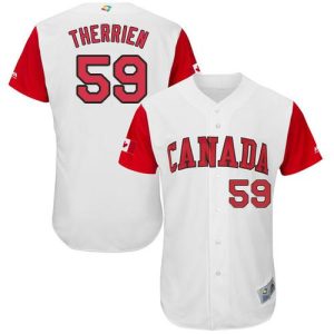 Stunning Team Canada #59 Jessen Therrien White 2017 World MLB Classic Authentic Stitched MLB Jersey