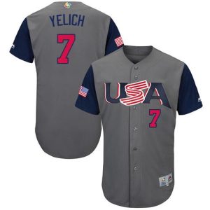 Stunning Team USA #7 Christian Yelich Gray 2017 World MLB Classic Authentic Stitched Youth MLB Jersey For a short time available Grab yours quickly to own a team jersey