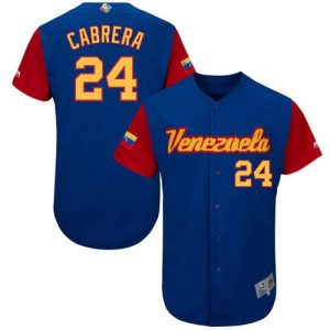 Stunning Team Venezuela #24 Miguel Cabrera Royal 2017 World MLB Classic Authentic Stitched MLB Jersey