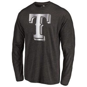Stunning Texas Rangers Platinum Collection Long Sleeve Tri Blend T Shirt Black