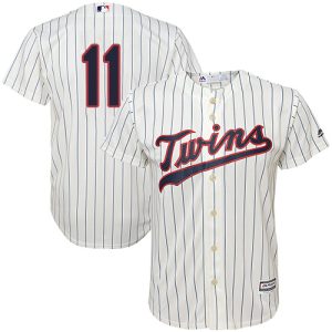 Stunning Twins #11 Jorge Polanco Cream Strip Cool Base Stitched MLB Jersey