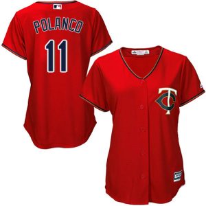 Stunning Twins #11 Jorge Polanco Red Alternate Women's Stitched MLB Jersey Limited stock Order now to show your love for your team