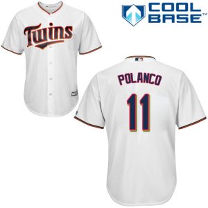 Stunning Twins #11 Jorge Polanco White Cool Base Stitched MLB Jersey