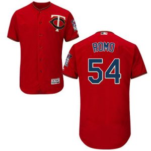 Stunning Twins #54 Sergio Romo Red Flexbase Authentic Collection Stitched MLB Jersey