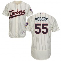 Stunning Twins #55 Taylor Rogers Cream Strip Flexbase Authentic Collection Stitched MLB Jersey