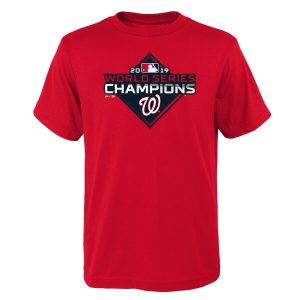 Stunning Washington Nationals Majestic Youth 2019 World Series Champions Logo T Shirt Red