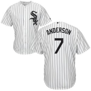 Stunning White Sox #7 Tim Anderson White(Black Strip) New Cool Base Stitched MLB Jersey