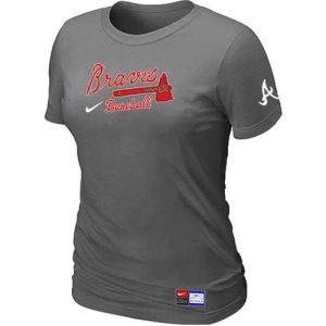 Stunning Women's Atlanta Braves Nike Short Sleeve Practice MLB T Shirt Crow Grey