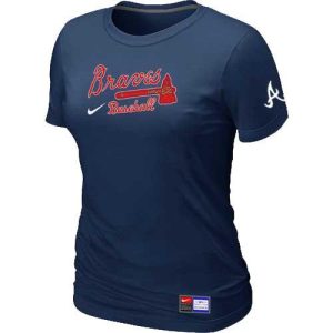 Stunning Women's Atlanta Braves Nike Short Sleeve Practice MLB T Shirt Midnight Blue