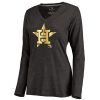 Stunning Women's Houston Astros Gold Collection Long Sleeve V Neck Tri Blend T Shirt Black