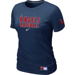 Stunning Women's Los Angeles Angels Nike Short Sleeve Practice MLB T Shirt Midnight Blue