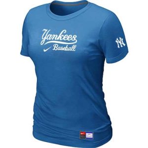 Stunning Women's New York Yankees Nike Short Sleeve Practice MLB T Shirt Indigo Blue
