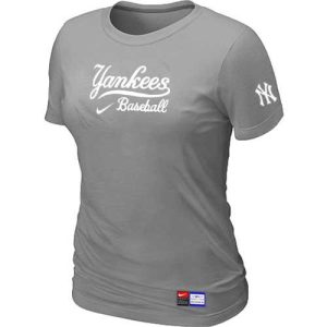 Stunning Women's New York Yankees Nike Short Sleeve Practice MLB T Shirt Light Grey
