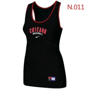 Stunning Women's Nike Chicago Cubs Tri Blend Racerback Stretch Tank Top Black
