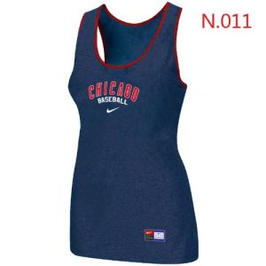 Stunning Women's Nike Chicago Cubs Tri Blend Racerback Stretch Tank Top Blue