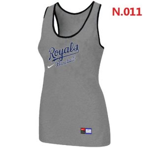 Stunning Women's Nike Kansas City Royals Tri Blend Racerback Stretch Tank Top Light Grey
