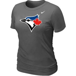 Stunning Women's Nike Toronto Blue Jays Authentic Logo T Shirt Dark Grey