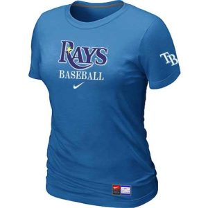 Stunning Women's Tampa Bay Rays Nike Short Sleeve Practice MLB T Shirt Indigo Blue