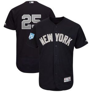 Stunning Yankees #25 Gleyber Torres Navy Alternate 2019 Spring Training Flex Base Stitched MLB Jersey