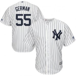Stunning Yankees #55 Domingo German White Strip New Cool Base Stitched MLB Jersey