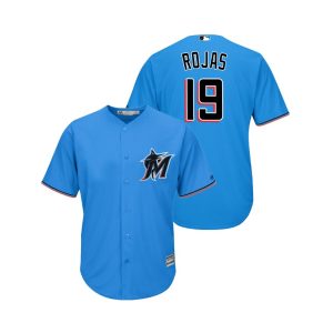 Stunning marlins #19 Miguel Rojas Blue Alternate 2019 Cool Base Stitched MLB Jersey