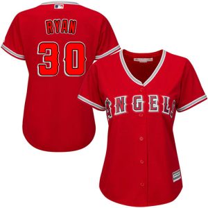 Superb Angels #30 Nolan Ryan Red Alternate Women's Stitched MLB Jersey Sports fans this is your chance Order soon to be part of the action