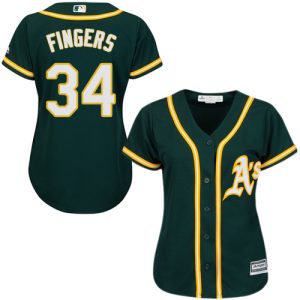 Superb Athletics #34 Rollie Fingers Green Alternate Women's Stitched MLB Jersey Hurry Exclusive offer Place your order immediately for a great jersey