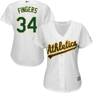 Superb Athletics #34 Rollie Fingers White Home Women's Stitched MLB Jersey Limited stock Order now to show your love for your team