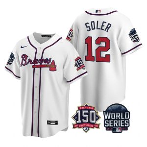 Superb Atlanta Braves #12 Jorge Soler Nike 150th Anniversary 2021 World Series Youth MLB Jersey   White With high demand Don't miss out Order now to wear your team colors