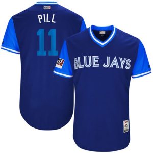 Superb Blue Jays #11 Kevin Pillar Light Blue Pill Players Weekend Authentic Stitched MLB Jersey