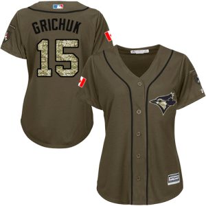 Superb Blue Jays #15 Randal Grichuk Green Salute to Service Women's Stitched MLB Jersey Sports enthusiasts seize this opportunity Order now to feel the game excitement