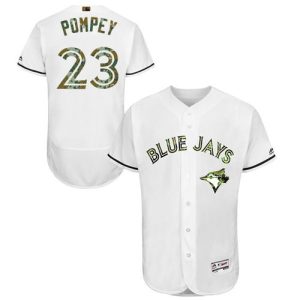Superb Blue Jays #23 Dalton Pompey White Flexbase Authentic Collection Memorial Day Stitched MLB Jersey
