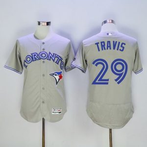 Superb Blue Jays #29 Devon Travis Grey Flexbase Authentic Collection Stitched MLB Jersey