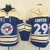 Superb Blue Jays #29 Joe Carter Blue Sawyer Hooded Sweatshirt MLB Hoodie