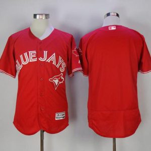 Superb Blue Jays Blank Red Flexbase Authentic Collection Canada Day Stitched MLB Jersey