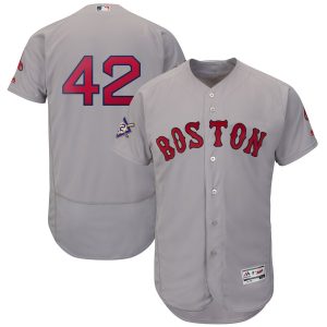 Superb Boston Red Sox #42 Majestic 2019 Jackie Robinson Day Flex Base Jersey Gray