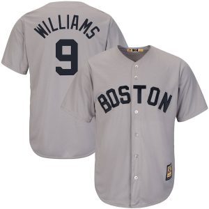 Superb Boston Red Sox #9 Ted Williams Majestic Big & Tall Cooperstown Cool Base Player Jersey Gray
