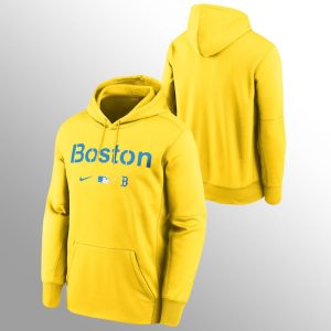 Superb Boston Red Sox Men's 2021 City Connect Gold Pullover Baseball Hoodie
