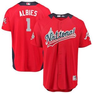 Superb Braves #1 Ozzie Albies Red 2018 All Star National League Stitched MLB Jersey