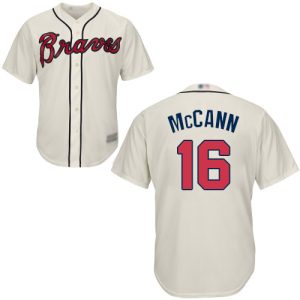 Superb Braves #16 Brian McCann Cream Cool Base Stitched Youth MLB Jersey For a short time available Grab yours quickly to own a team jersey