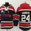 Superb Braves #24 Deion Sanders Navy Blue Sawyer Hooded Sweatshirt MLB Hoodie