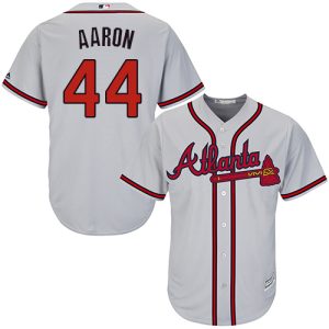 Superb Braves #44 Hank Aaron Grey Cool Base Stitched Youth MLB Jersey Sports fans this is your chance Order soon to be part of the action