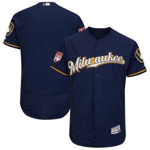 Superb Brewers Blank Navy 2019 Spring Training Flex Base Stitched MLB Jersey