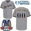 Superb Brewers Personalized Authentic Grey Cool Base w/40th Anniversary Patch MLB Jersey (S 3XL)
