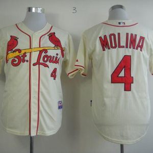 Superb Cardinals #4 Yadier Molina Cream Alternate Cool Base Stitched MLB Jersey