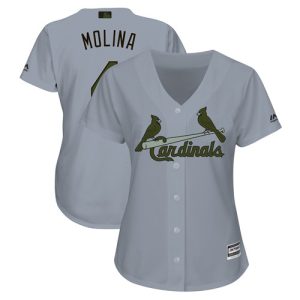Superb Cardinals #4 Yadier Molina Grey 2018 Memorial Day Cool Base Women's Stitched MLB Jersey With high demand Don't miss out Order now to wear your team colors