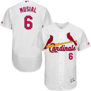 Superb Cardinals #6 Stan Musial White Flexbase Authentic Collection Stitched MLB Jersey