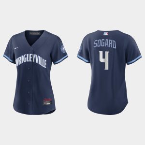 Superb Chicago Cubs #4 Eric Sogard Women's Nike 2021 City Connect Navy MLB Jersey Collectors this is a must have Add it to your collection by ordering